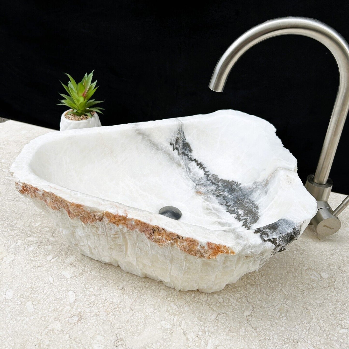 Rustic onyx stone Bathroom Vessel Sink, White Onyx Sink Bowl Stone Sink SRT-110