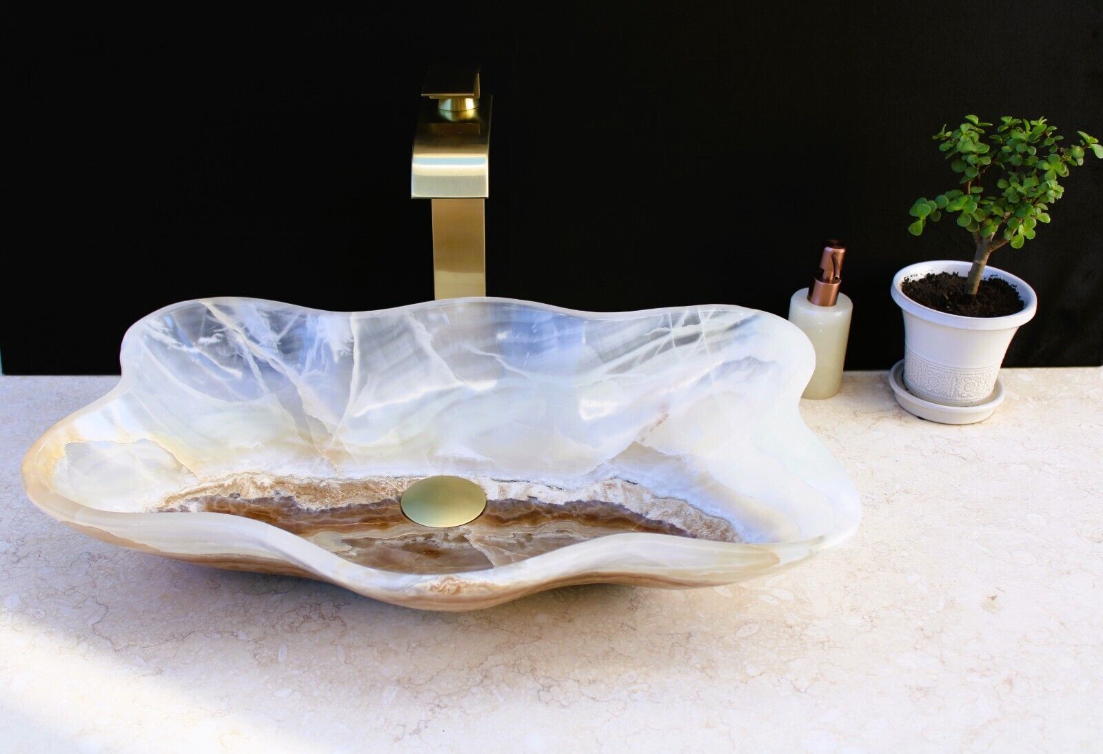 DSO Onyx Stone Vessel Sink | Bathroom Rustic Sink Bowl Sink