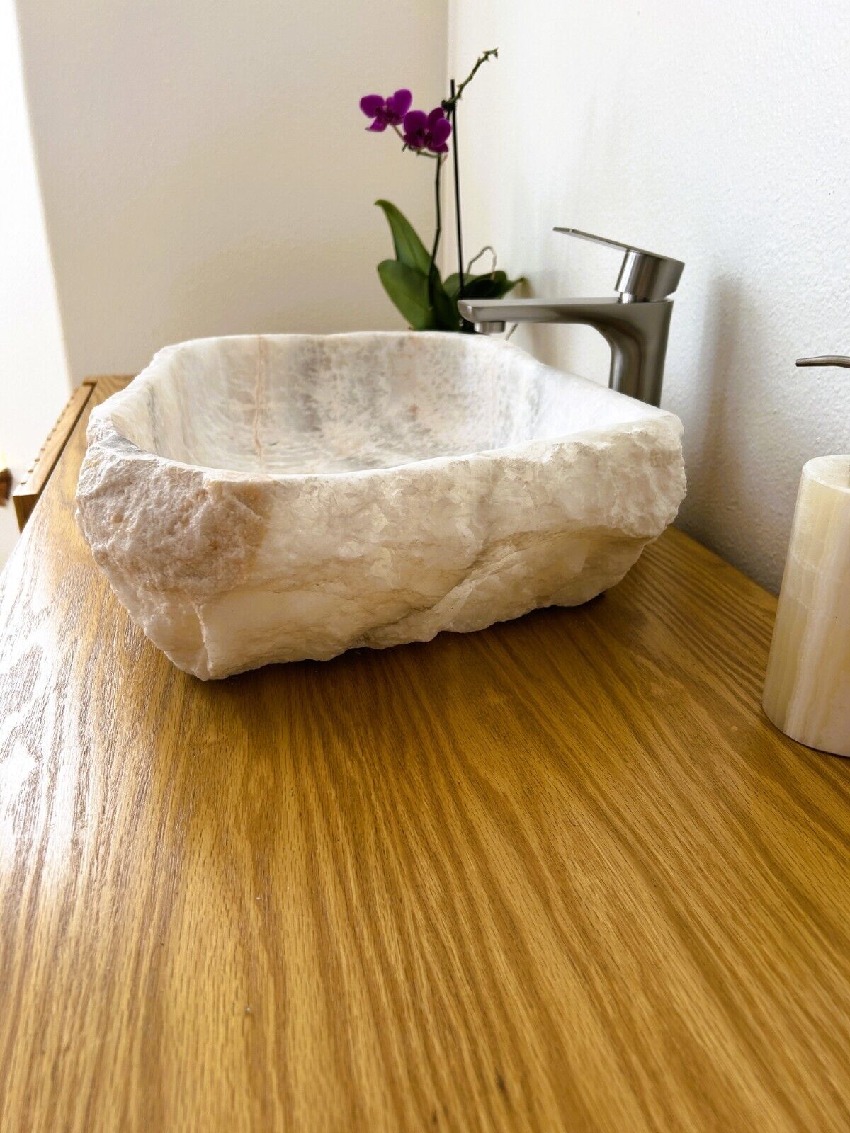 Sink-Rustic | Bathroom Vessel Sink, White Onyx Sink Bowl Stone Sink SRB-106