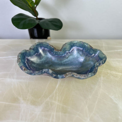 Sky Blue Fluorite Stone Bowl | Decorative Stone Onyx Bowl MFB010