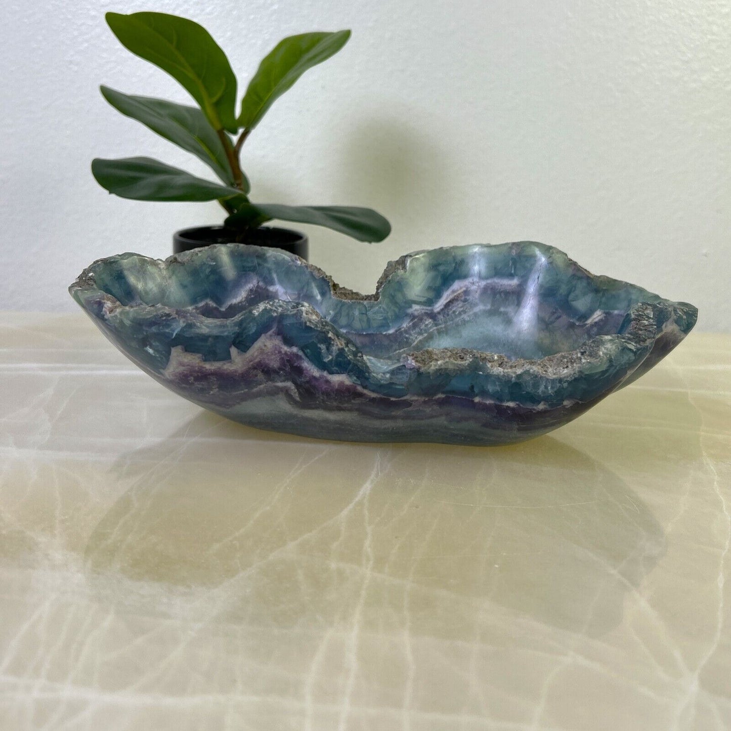 Sky Blue Fluorite Stone Bowl | Decorative Stone Onyx Bowl MFB010