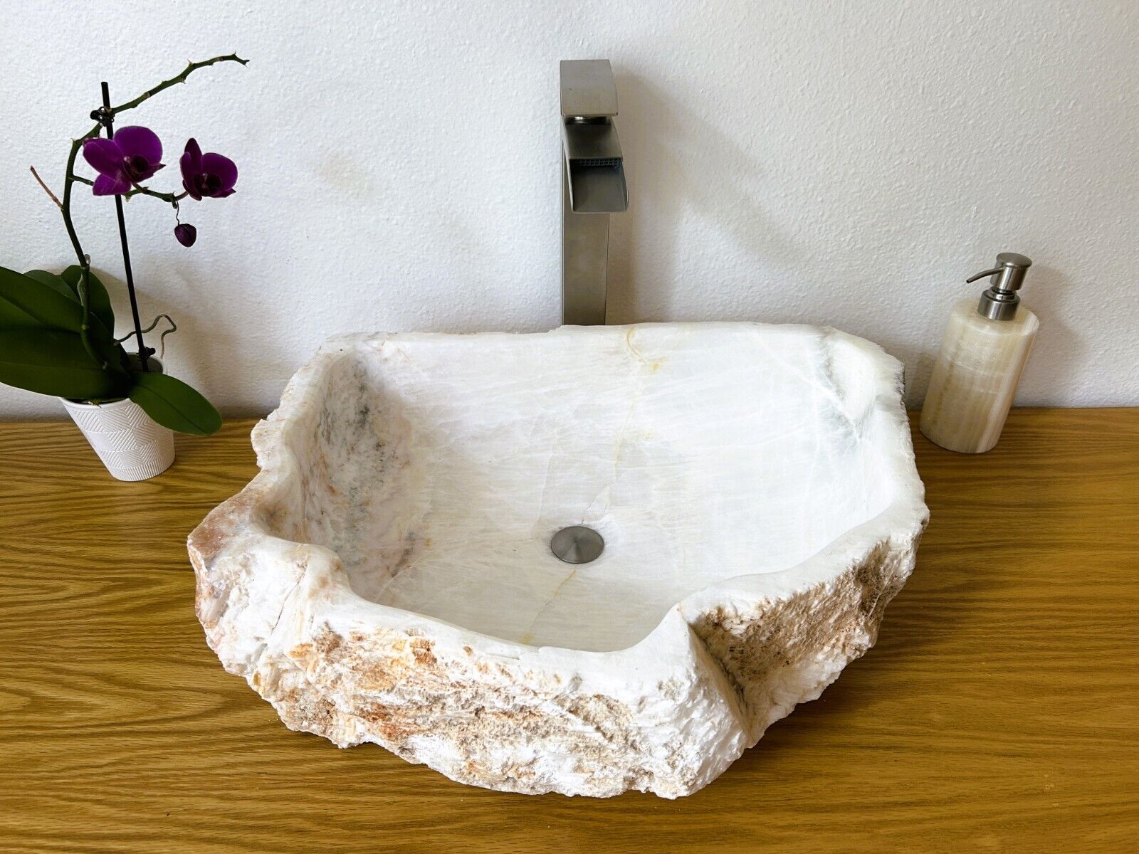 Sink-Rustic | Bathroom Vessel Sink, White Onyx Sink Bowl Stone Sink SRB-107