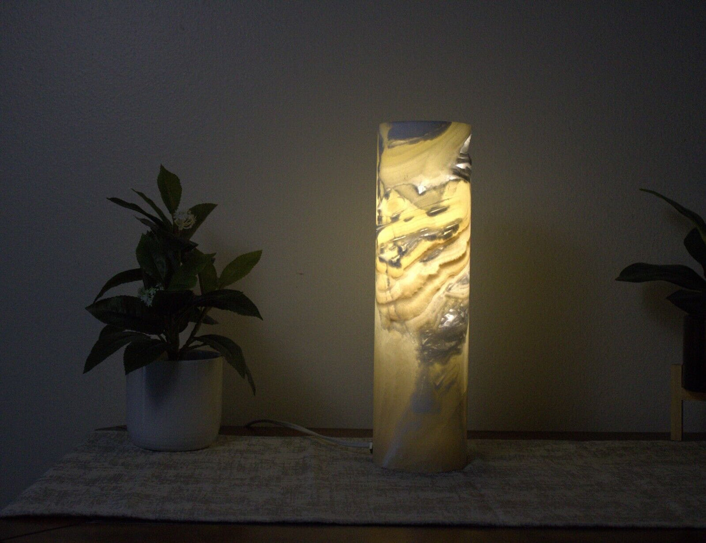 Honey Yellow Onyx Lamp, | Alabaster Lamp, Table Lamp, Desk Lamp Stone Lamp