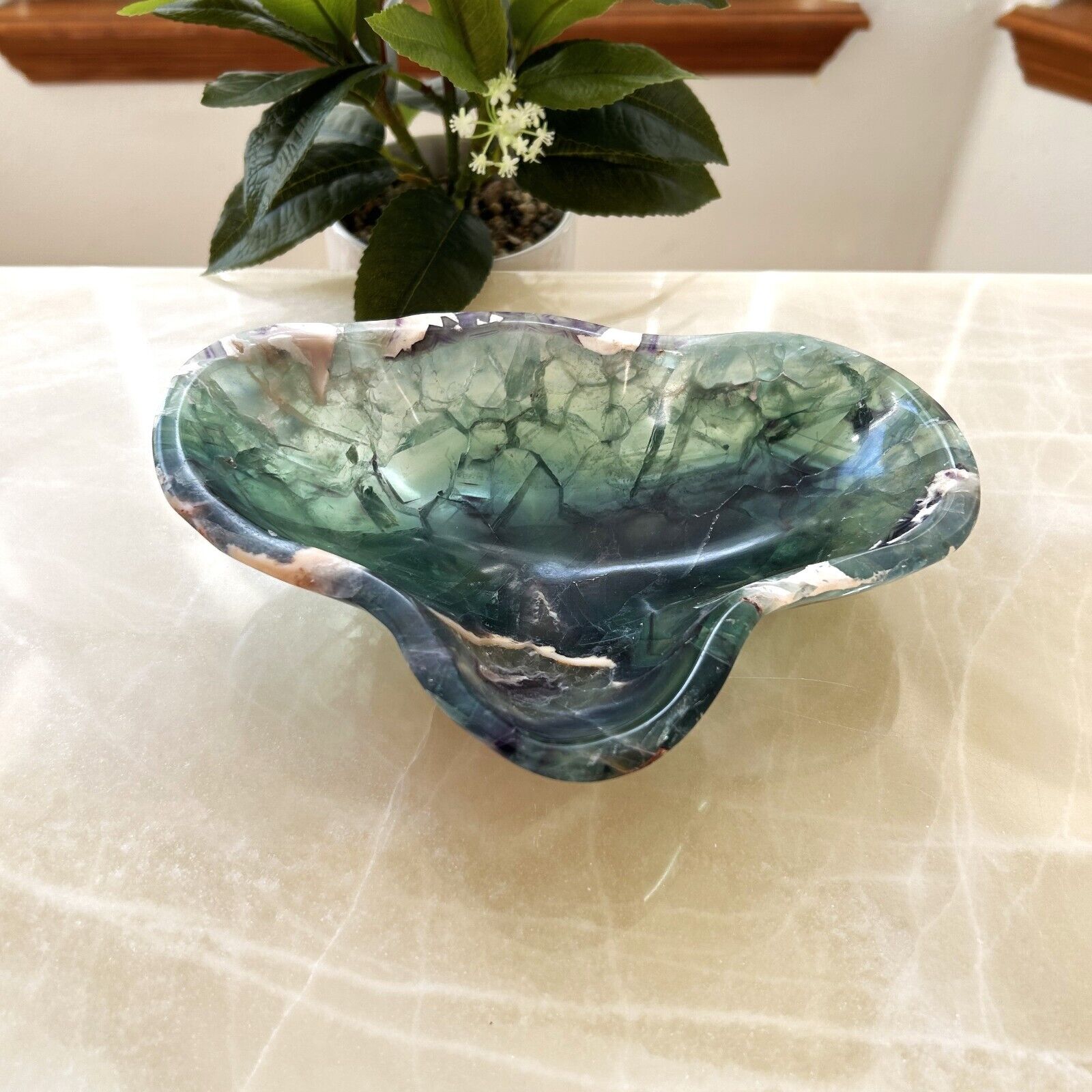 Fluorite Stone Bowl | Small Green Fluorite Bowl | Onyx Centerpiece Bowl MFB05