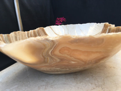 Sink-Rustic | Bathroom Vessel Sink, White Onyx Sink Bowl Stone Sink