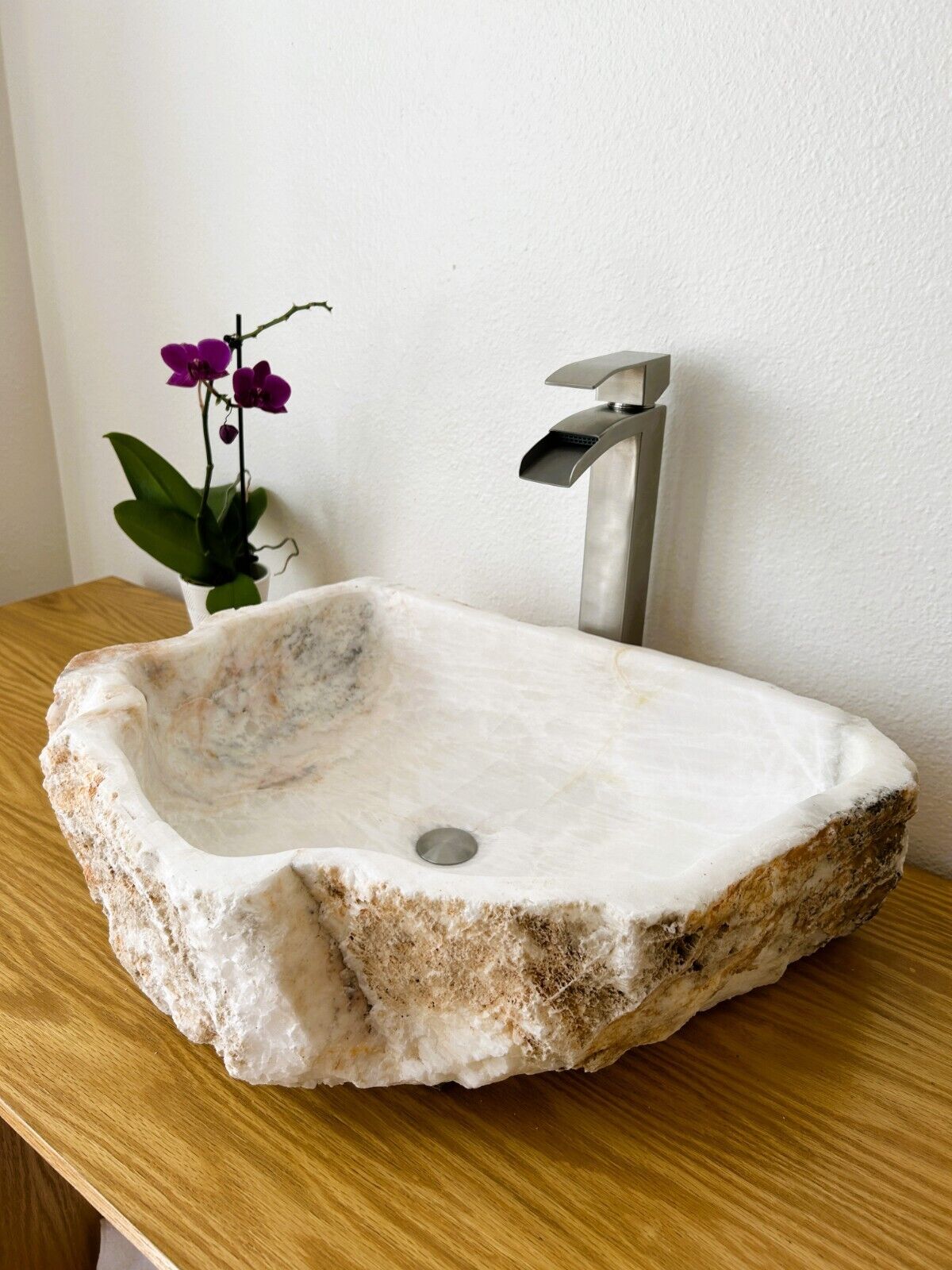 Sink-Rustic | Bathroom Vessel Sink, White Onyx Sink Bowl Stone Sink SRB-107