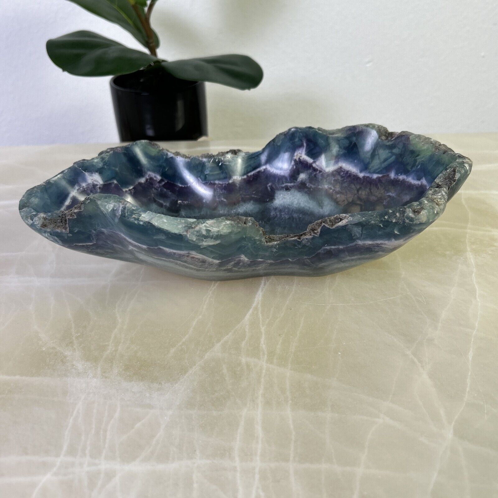 Sky Blue Fluorite Stone Bowl | Decorative Stone Onyx Bowl MFB010