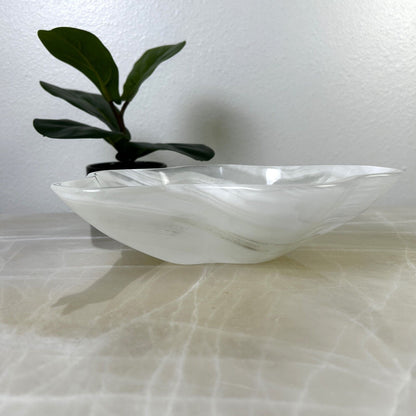 NATURAL WHITE ONYX HAND CARVED BOWL, NATURAL ONYX STONE BOWL, DECORATIVE BOWL