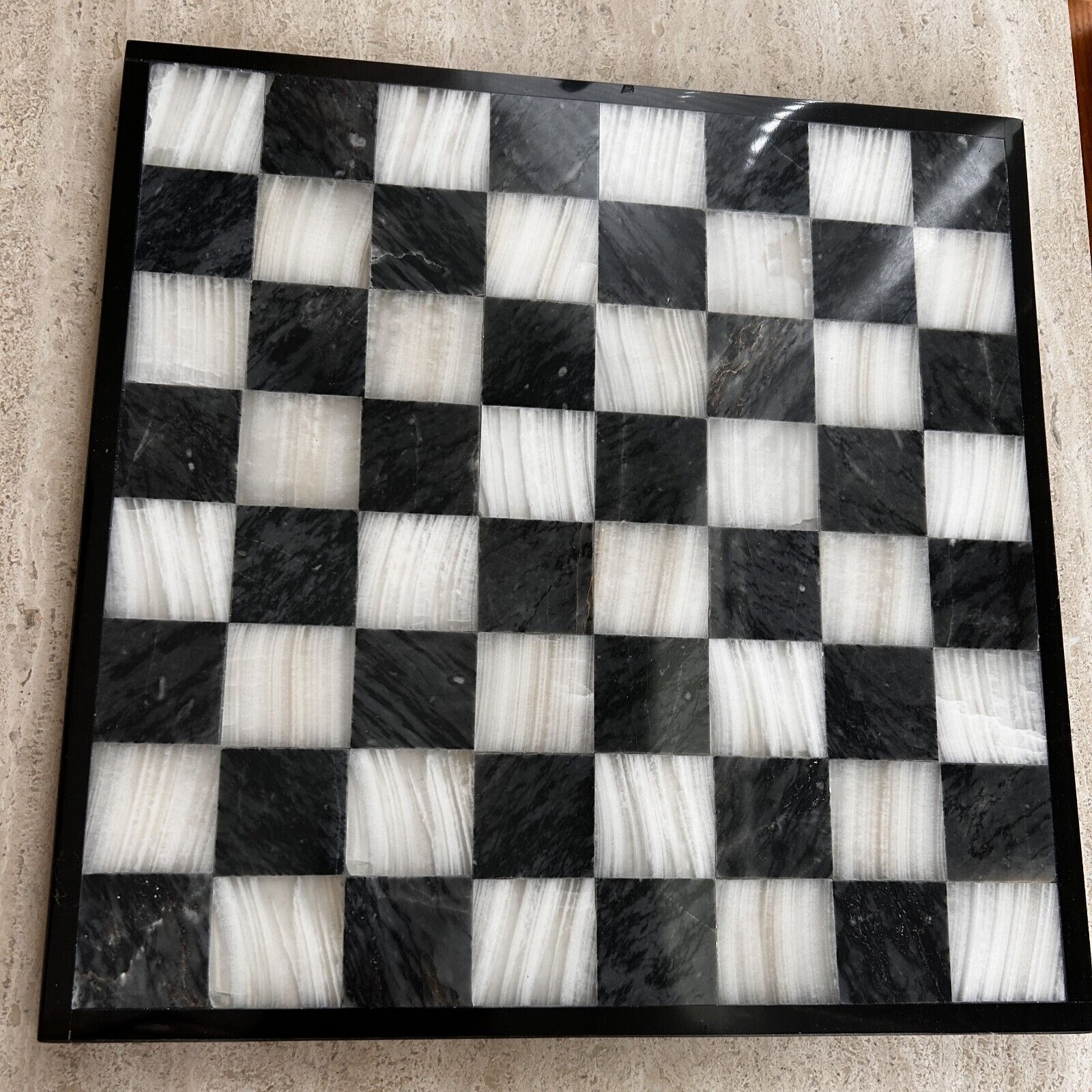 Onyx Chess Set Gray White 32 Pieces Board 13.75" Handmade Marble Chess