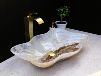 DSO Onyx Stone Vessel Sink | Bathroom Rustic Sink Bowl Sink