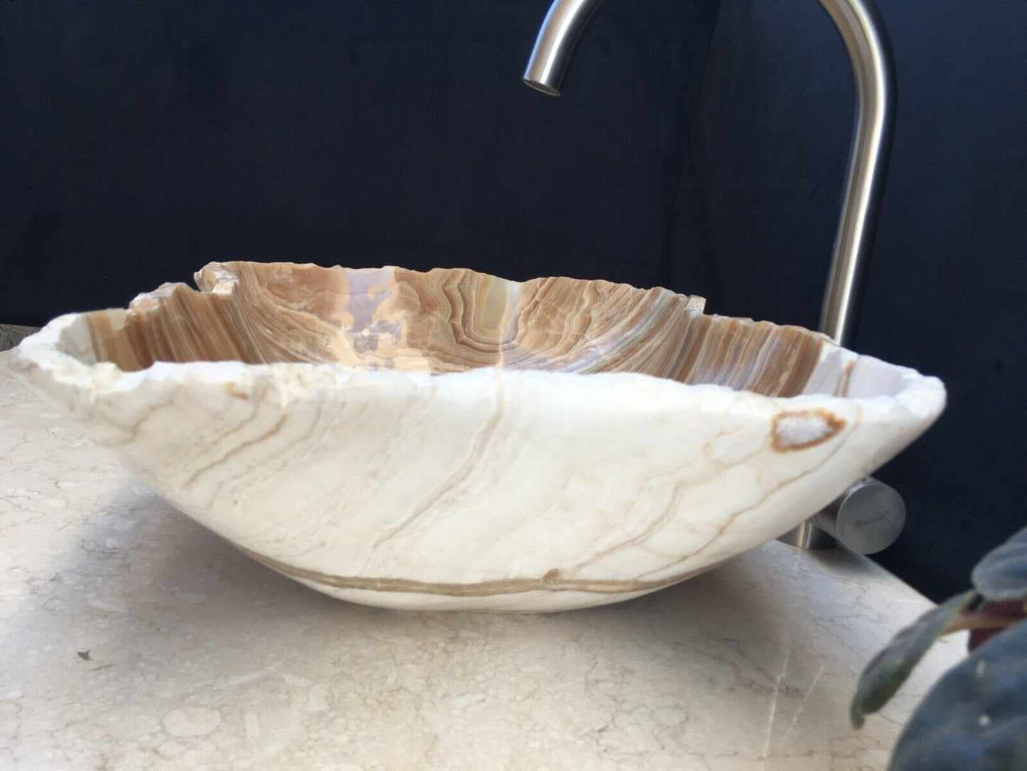 Sink-Rustic | Bathroom Vessel Sink, White Onyx Sink Bowl Stone Sink