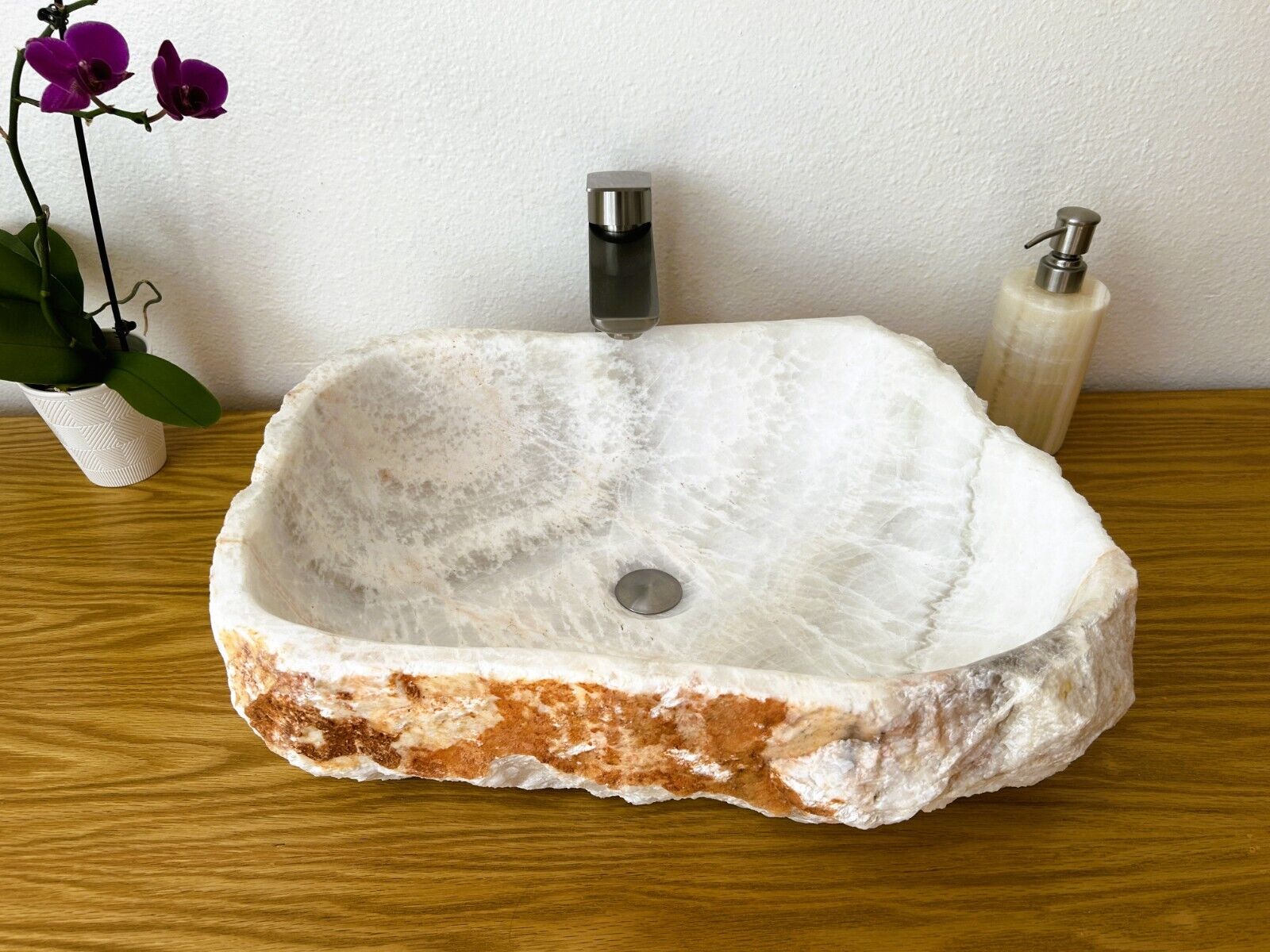 Sink-Rustic | Bathroom Vessel Sink, White Onyx Sink Bowl Stone Sink SRB-106