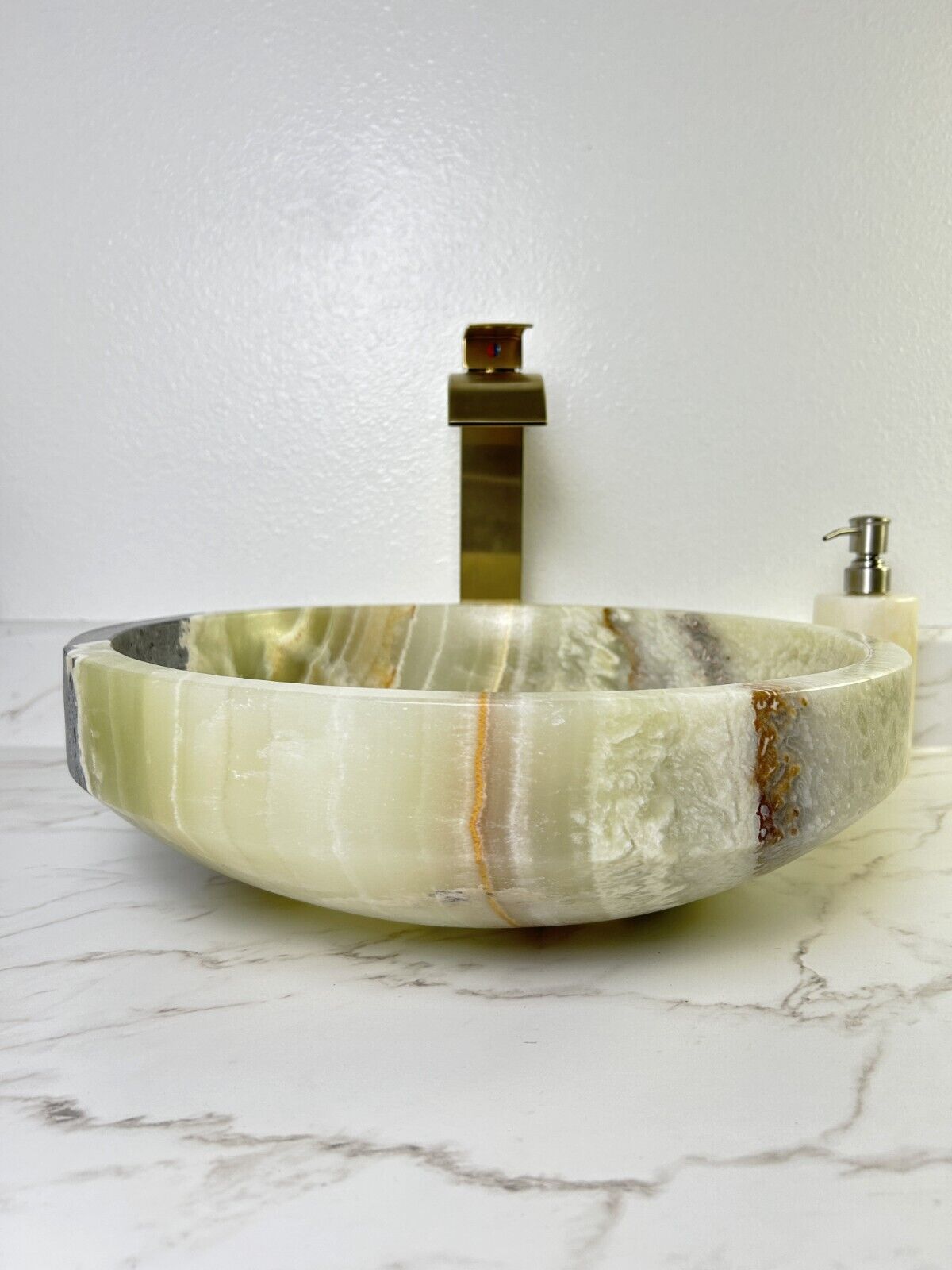 DS GREEN ONYX SINK STONE VESSEL BATHROOM SINK ONYX BOWL VESSEL SINK VANITY SRG02