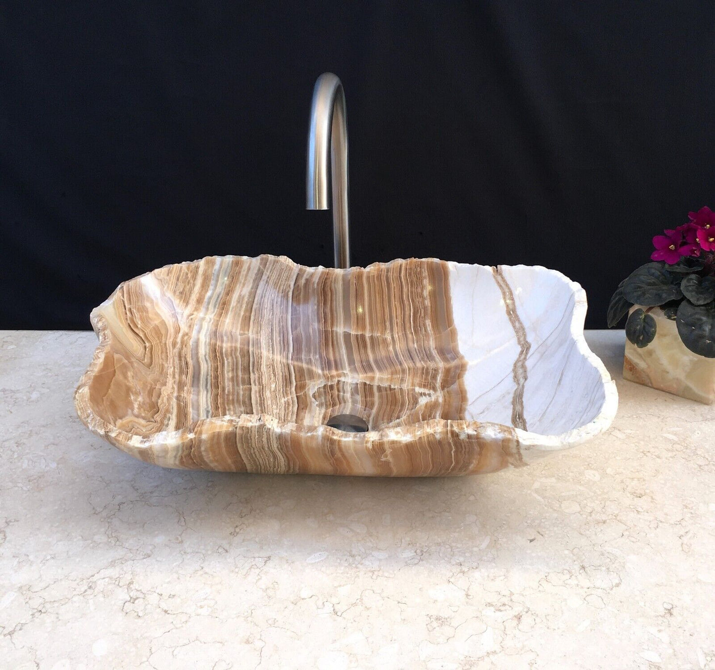 Sink-Rustic | Bathroom Vessel Sink, White Onyx Sink Bowl Stone Sink