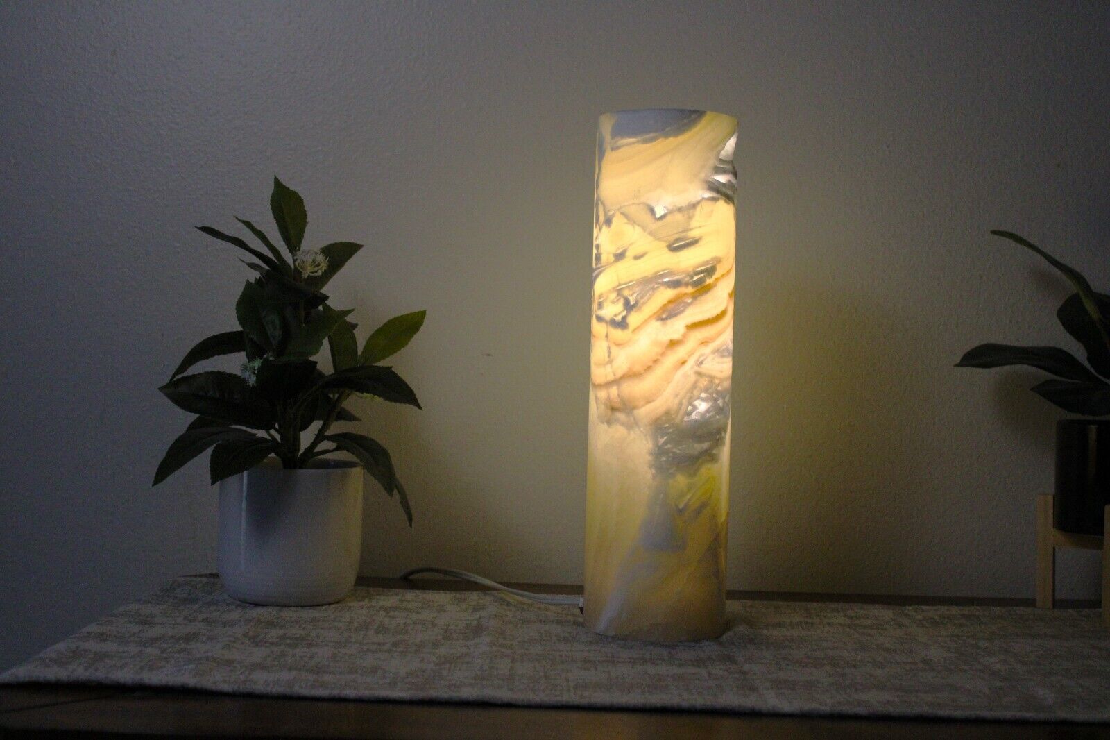 Honey Yellow Onyx Lamp, | Alabaster Lamp, Table Lamp, Desk Lamp Stone Lamp