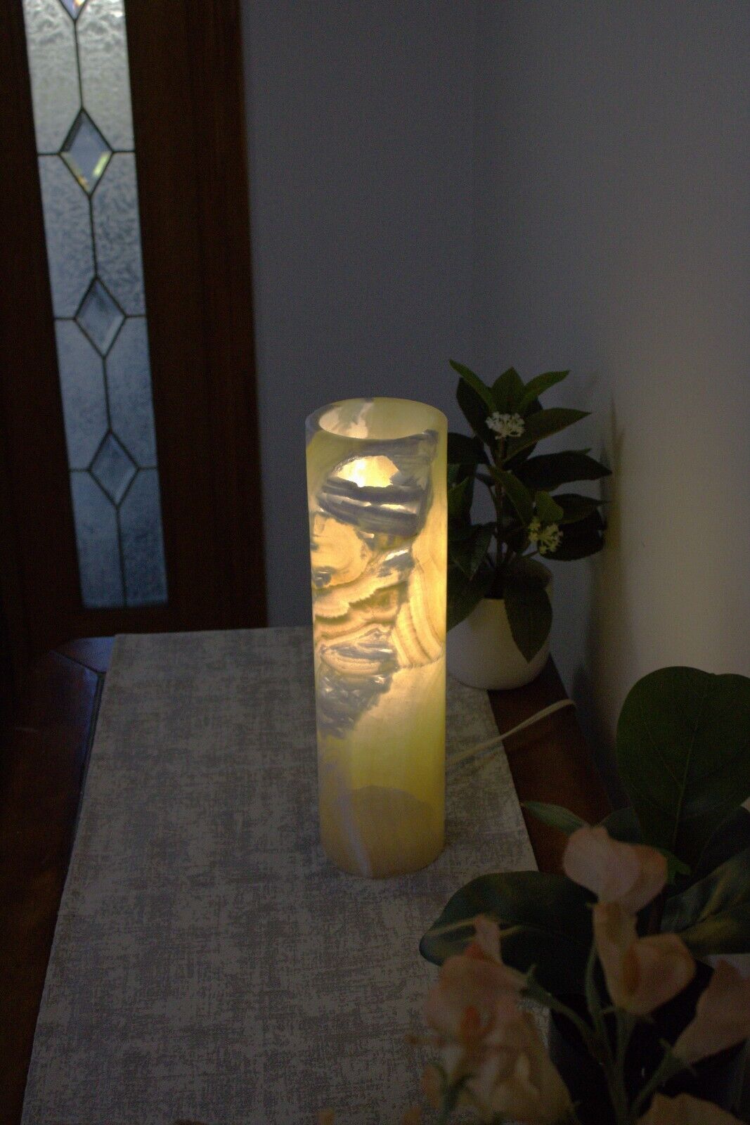 Honey Yellow Onyx Lamp, | Alabaster Lamp, Table Lamp, Desk Lamp Stone Lamp