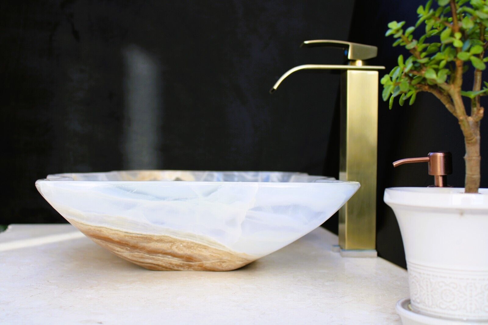 DSO Onyx Stone Vessel Sink | Bathroom Rustic Sink Bowl Sink