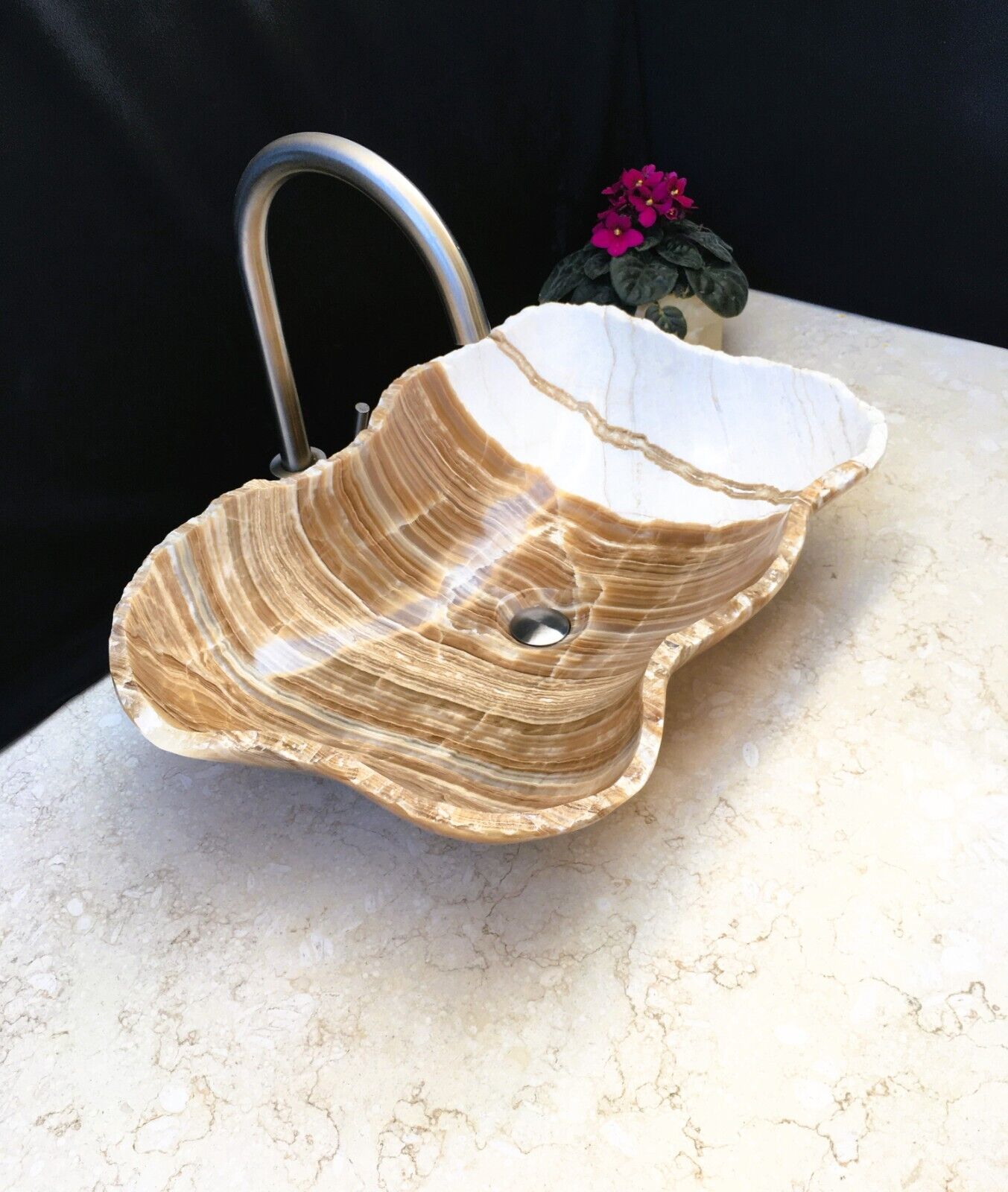 Sink-Rustic | Bathroom Vessel Sink, White Onyx Sink Bowl Stone Sink