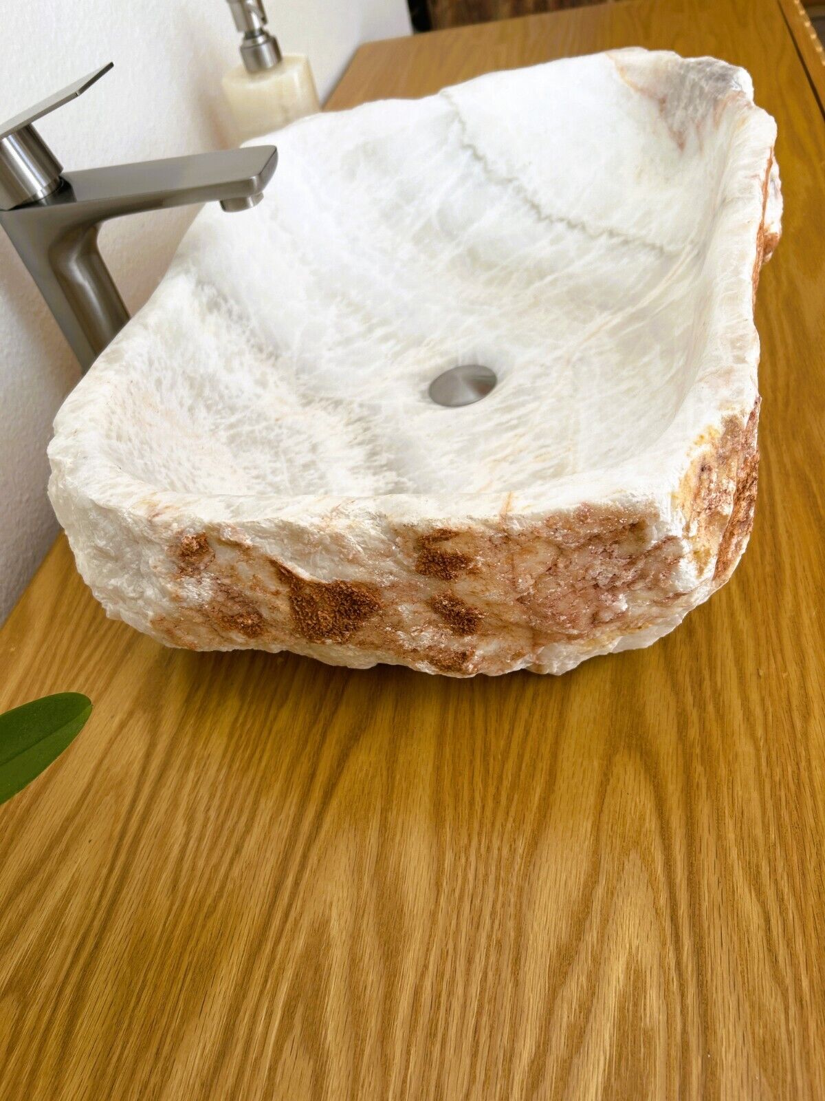 Sink-Rustic | Bathroom Vessel Sink, White Onyx Sink Bowl Stone Sink SRB-106