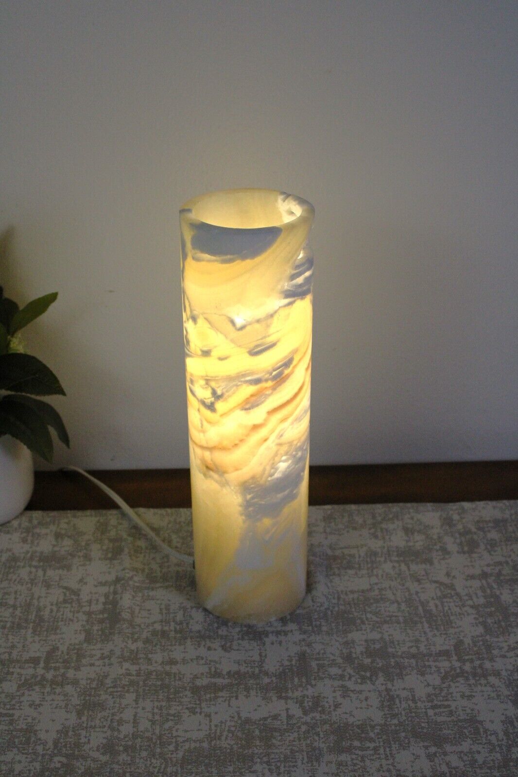 Honey Yellow Onyx Lamp, | Alabaster Lamp, Table Lamp, Desk Lamp Stone Lamp