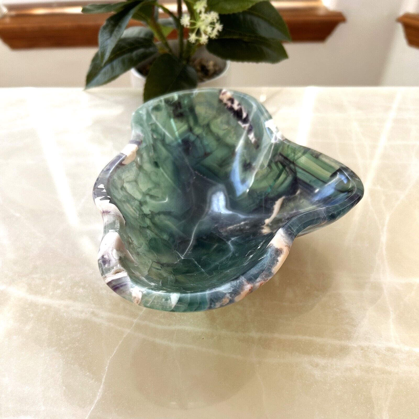 Fluorite Stone Bowl | Small Green Fluorite Bowl | Onyx Centerpiece Bowl MFB05