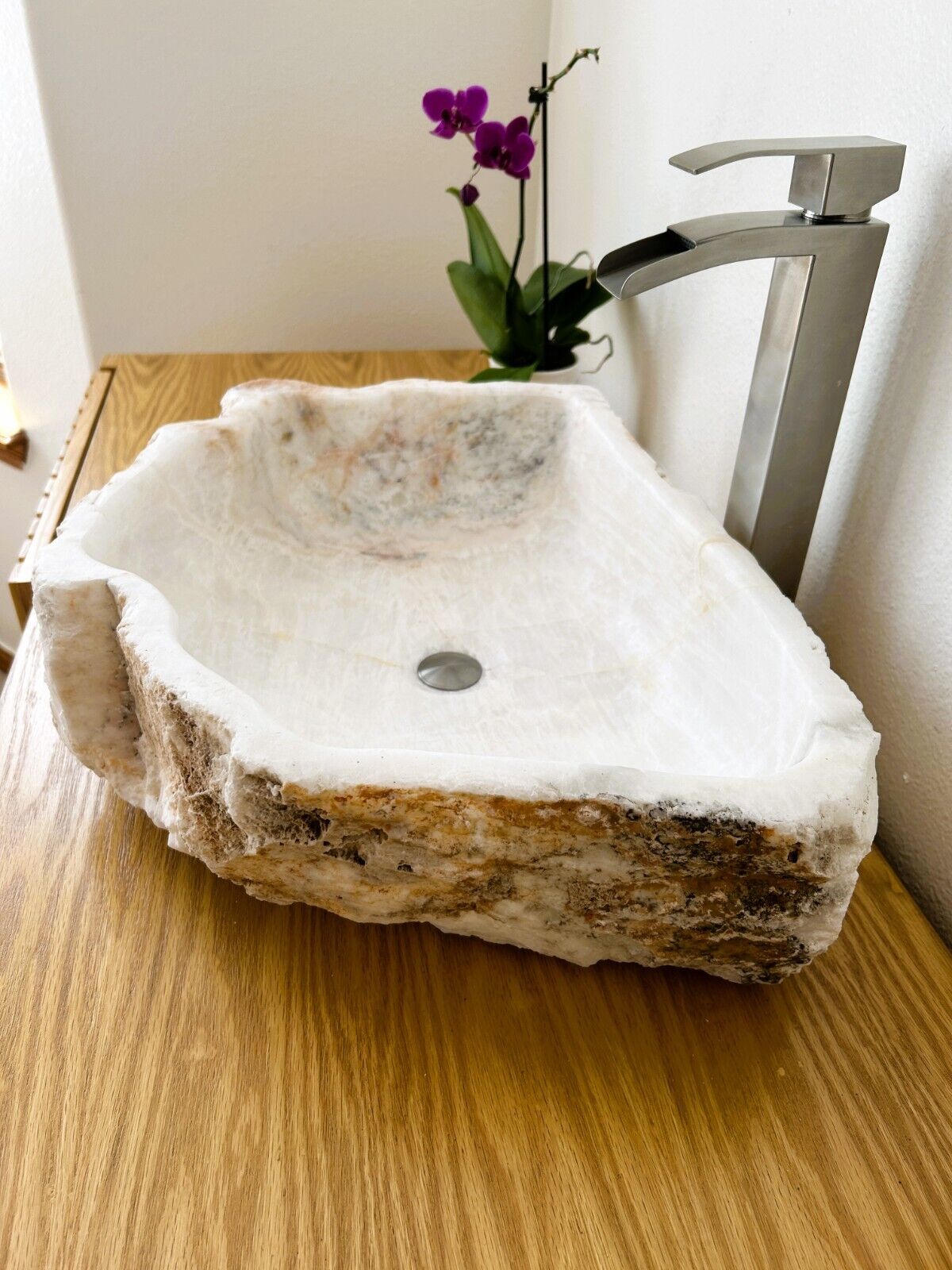 Sink-Rustic | Bathroom Vessel Sink, White Onyx Sink Bowl Stone Sink SRB-107