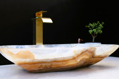 DSO Onyx Stone Vessel Sink | Bathroom Rustic Sink Bowl Sink