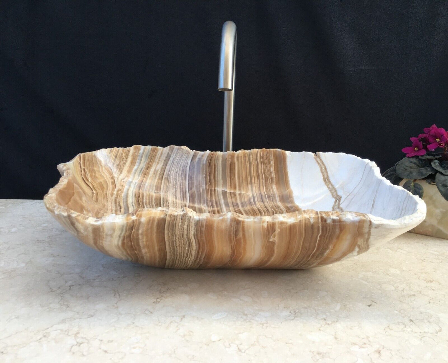 Sink-Rustic | Bathroom Vessel Sink, White Onyx Sink Bowl Stone Sink