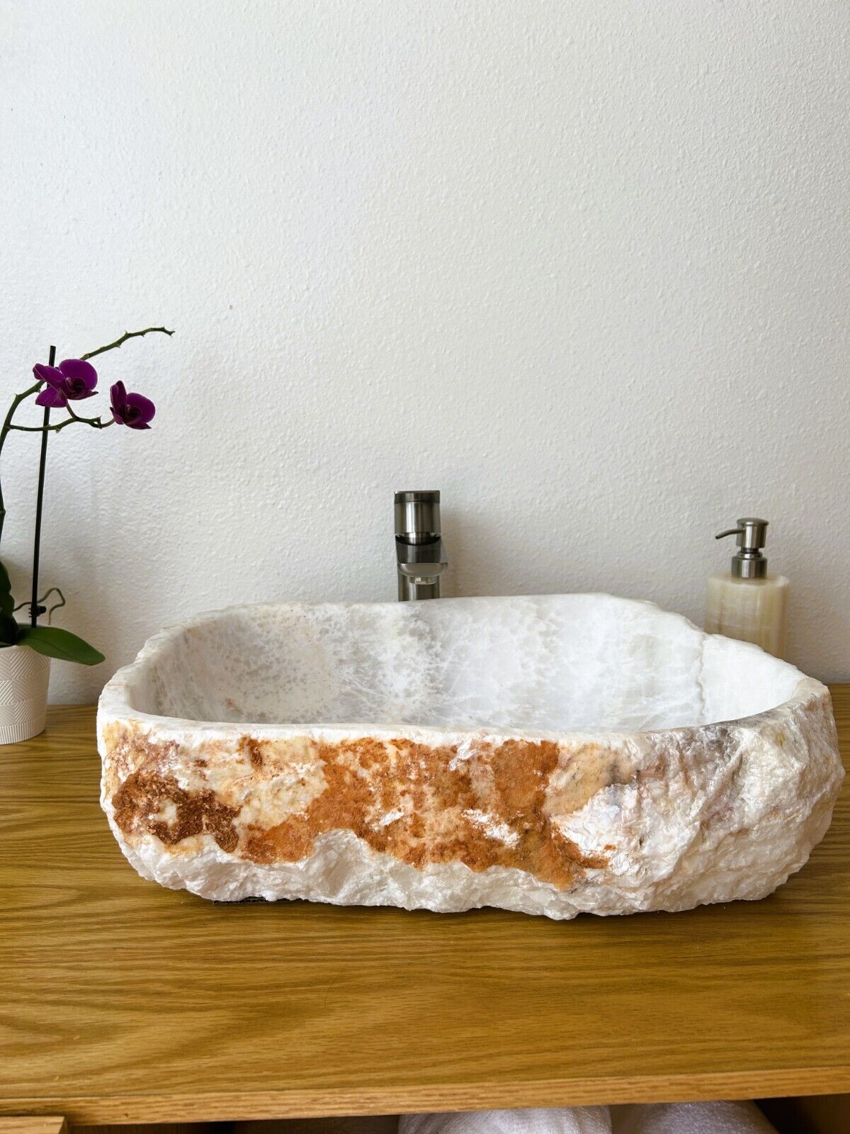 Sink-Rustic | Bathroom Vessel Sink, White Onyx Sink Bowl Stone Sink SRB-106