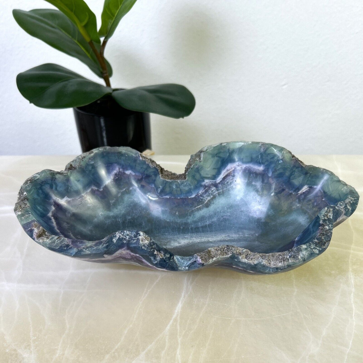 Sky Blue Fluorite Stone Bowl | Decorative Stone Onyx Bowl MFB010