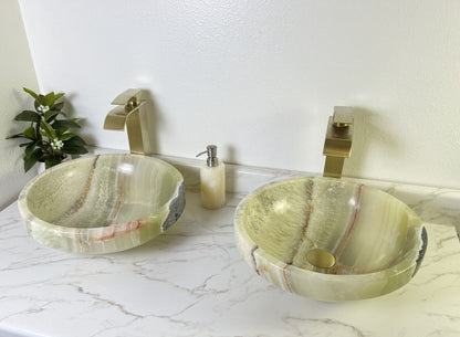 2 GREEN ONYX SINK STONE VESSEL BATHROOM SINKS / VESSEL SINKS / BATHROOM SINK