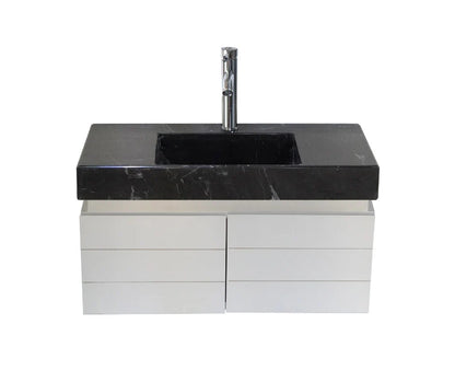 Black Marble Sink, Wall Mount Sink.  Includes Faucet and Wooden Vanity. Custom Order Sink