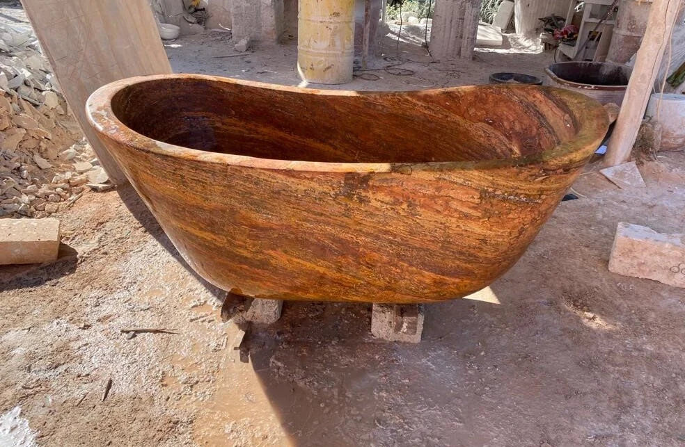 Marble Bathtub | Red Travertine Marble Bathtub